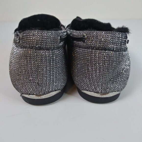 MICHAEL Michael Kors Sutton Moccasin Loafer Lamb Fur Glitter Chain Size 8 - Picture 5 of 8